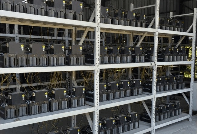 A modern mining farm equipped with whisper-quiet hardware installed in a noise-controlled environment